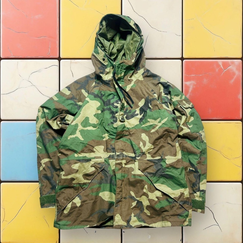 Vintage Gore-Tex Military Camouflage Jacket 90s Men L USA Woodland Parka Army
